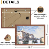 decorUhome Solid Oak Wood 8x12 Picture Frame, Display Pictures 6x8 with Mat or 8x12 without Mat, Wall & Tabletop Display Photo Frame, Brown, 1 Pack