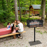Toriexon Park Grills, 384 Sq. In, Park Style Charcoal Grill, Heavy Duty In Ground Park Grill with Stainless Steel Cooking Grate and Cover for Commercial and Outdoor Cooking 25.5'' L x 17'' W x 11'' H