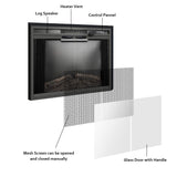 Benrocks 40'' Electric Fireplace Inserts with Glass Door, Electric Fireplace Heater with Fire Crackling Sound, Adjustable Top Light & Flame Speed, Overheating Protection, 750/1500W Black