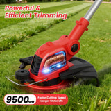21V Cordless Weed Wacker with 2x2.5Ah Battery Powered, Electric Weed Eater with 12 Inch Grass Cutter & Auto Line Feed System, 2-in-1 String Trimmer & Lawn Edger for Garden Edge Lawn Tool