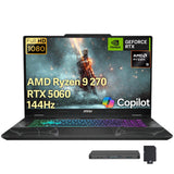 msi Cyborg A15 AI 15.6" FHD 144Hz Gaming Laptop, AMD Ryzen 9 270, GeForce RTX 5060, 32GB RAM, 3TB Storage(2TB SSD+1TB Docking Station Set), 4-Zone RGB Keyboard, Wi-Fi 6E, Win 11 Pro, Black