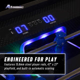 Atomic Azure LED Foosball Table – Light Up Arcade Style Table with In-Rail LED Lighting, Music, Electronic Scoring, Glow Foosball, 47” x 27” Playfield