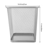 Kichvoe Square Mesh Office Garbage Bin Silver Iron Wastebasket