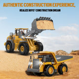 KIDMARKT Metal RC Wheel Loader Toy | 9-Channel Remote Control Construction Truck with Realistic Lights & Sounds, 1:20 Scale Rechargeable Vehicle for Boys Ages 3-12, STEM Engineering Gift for Kids 2025