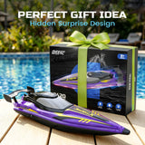 DEERC 17” Large High-Speed RC Jet Boat, Self-Righting Remote Control Boat with 9 LED Lights, 32+ KPH, 30-Min Runtime, Waterproof for Pools & Lakes, Kids & Adults