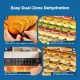 OSTBA Dual Zone Food Dehydrator, 20 Stainless Steel Trays, 1300W Dual Layer Food Dryer, 180℉ Adjustable Temp, 48H Digital Timer, 10 Presets for Jerky, Meat, Fruit, Herbs