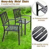 PHI VILLA Patio Dining Set for 6, Stackable Chairs&Wood-Like Table