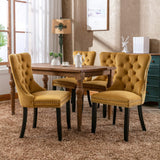 MOOLSUN Velvet Dining Chairs Set of 4, High Back Side Chairs, Modern Padded High-End Tufted Upholstered Chairs with Button-Tufted Back & Rear Pull Tabs, Solid Wood Legs E-Gold(Solid Wood Legs)