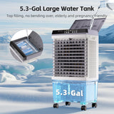 AKIRES 1800CFM Swamp Cooler,3-IN-1 Evaporative Air Cooler with 5.3 Gal Water Tank,6 Ice Packs,Evaporative Cooler with 12H Timer,2 Modes,3 Speeds,120°Oscillation，Cooling Fan for Indoor,Outdoor(31IN)