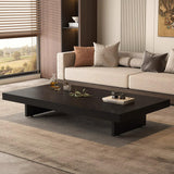 Coffee Table, Solid Wood Farmhouse Coffee Tables with Adjustable Foot Pads, Modern Large Square Center Tables for Living Room Black 31.5"x19.7"x 17.7"