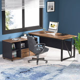 2 Drawers Lateral File Cabinets, Home Office 43-inch Mobile Wood Cabinet Credenza Printer Stand with Wheels and Open Storage Shelves