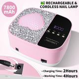 LIMEGIRL UV LED Nail Lamp Kit for Gel Polish Professional Fast Curing Pink Dryer Light Set with 4 Timer Settings Cordless Rechargeable Nail Art Cure Machine for Manicure Pedicure at Home and Salon