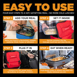 HOTLOGIC Mini Heated Lunch Box - Portable Electric Food Warmer for Men and Women - Great for Work, Office, and Construction - Cook, Reheat, and Eat on the Go - 12V - Black