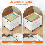HOOBRO File Cabinet, Under Desk Small Filing Cabinet with Drawer, Rolling File Cart with Lid, Hanging File Organizer, White and Walnut