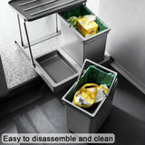 Under Cabinet Double Pull-Out Trash Can & 7L Kitchen Recycling Bin - Heavy-Duty Dual Waste Container for Efficient Garbage Sorting & Space-Saving Organization