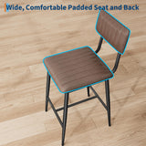 IDEALHOUSE Bar Stools Set of 8 w/Back & Footrest, Counter Height Bar Stools Set of 8 with Thick Cushion & Thickened Metal Legs, Upholstered Counter Height Bar Stools for Island, Counter Bar, Brown