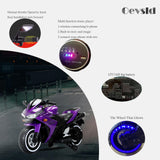 Electric Ride-On Motorcycle for Kids with 12V Motor, Training Wheels, Manual Throttle, Light Up Wheels, Music Player & Headlights - Ages 3-6 (Purple + Plastic + 50-99 pounds)