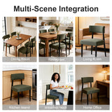 BONBEUR Wooden Dining Chairs Set of 4, Upholstered Kitchen Chairs with Solid Rubberwood Legs, Modern Farmhouse Dining Room Chairs, Green Linen Fabric & Black Legs
