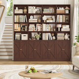 FACBOTALL 72.8" Large Bookshelf, Farmhouse Bookshelf with 8 Doors, Cherry