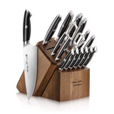 Swedish Powder Steel Forged, 17-Piece Knife Block Set, Walnut, Black Cangshan