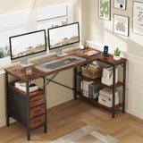 OLIXIS 55" L Shaped Gaming Computer Desk with Drawers and Power Outlet