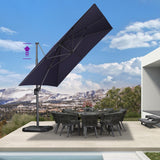PURPLE LEAF Patio Telescopic Umbrella 11.5' x 11.5' Up Down Lifting Navy
