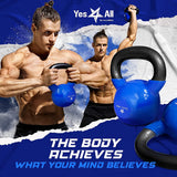 Yes4All 15 lb Kettlebell Weight Vinyl Coated Cast Iron for Dumbbell Weights Exercises, Gym, Fitness, Full Body Workout Equipment Push up, Grip and Strength Training, Blue Yes4All
