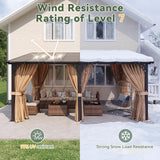 Aoxun 20'x10' Lean to Gazebo, Pergola with Mosquito Net and Curtains, Brown