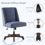 Upholstered Armless Office Chair Fabric Swivel Home Desk Chair with Wheels