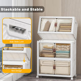 UAMFURI Extra Large Stackable Storage Bins with Lids & Wheels & Door, 336QT-112QT/28GAL*3Pack Foldable Collapsible Closet Organizers, Plastic containers drawers for bedroom Dorm