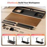 EUREKA ERGONOMIC Vintage Standing Desk with Drawers, 55 Inch Electric Standing Desk Adjustable Height, Sit Stand with Power Outlet & USB, Home Office Work Gaming, Deep Walnut