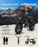 OUXI V8 Mini Ebike for Teen Youths, Peak 1000W MAX 20MPH, Class 2 Ebike