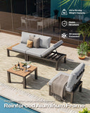 Oasbira Aluminum Modular Outdoor Patio Furniture Set, 6 Seats Sectional Sofa Set with Adjustable Backrest & Thick Cushions, All-Weather L-Shaped Corner Set with Table for Garden & Yard, Gray