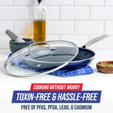 12" Frying Pan Skillet with Lid Diamond Infused Ceramic Healthy Nonstick | Blue Blue Diamond