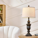 SAIWEYA 27.5" Set of 2 Farmhouse Table Lamps for Bedroom, 3 Way Dimmable Bedside Lamp with 2 USB +AC Outlet Nightstand Lamps for Living Room Resin Rustic Touch Lamps