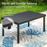 PHI VILLA 9 Pieces Outdoor Dining Set for 8, Large Metal Expandable Dining Table & Stackable Wrought Iron Chairs with Cushions, Modern Furniture Set for Patio, Deck, Yard, Porch - Black