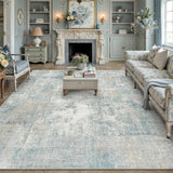 WondRg 12x15 Blue Cream Abstract Area Rug