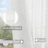 Macochico Extra Wide Pinch Pleated Linen Curtains for Sliding Door Patio Doors with Tieback, Natural Living Room Bedroom Curtain Privacy But Let Light in, 120”Wx96”L, White, 1 Panel