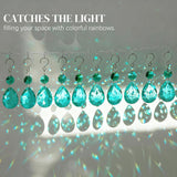 H&D HYALINE & DORA 3Inch Crystal Suncatcher Bauhinia Prisms Pendants 10Pcs Chandelier Crystals Replacement Hanging Sun Catcher Beads for DIY Arts Crafts Decor (Cyan Blue)