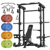 Major Fitness Drone3 Smith Machine, All-in-One Home Gym Squat Rack with Cable Crossover & Pull-Up Station, Heavy-Duty Strength Training (D3SMS-BLK (with Bench Elite BK & 230LB CLR BP-NEW)