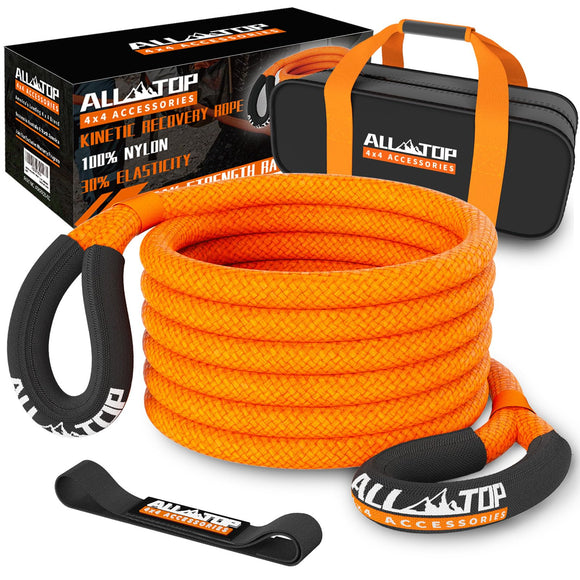 ALL-TOP Kinetic Recovery Rope, 48000Lbs, 1in x 30ft, Heavy Duty 30+% Elasticity, 16000Lbs Work Load Limit for 4x4 Offroad Vehicle ALL-TOP