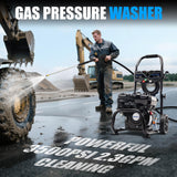 Ezasin 3500 PSI Gas Pressure Washer, 2.3 GPM – Heavy Duty High Power with 209CC 7HP Engine, 25Ft Pressure Hose, Axial Aluminum Pump, Soap Tank, 4 Quick Connect Nozzles (Black)