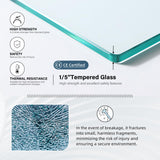 Goodyo 34” X 72” Shower Door Tempered Glass Framed Shower Screen Panel for Walk-in Bathroom Matte Black Finish, Middle Glass Frosted Pattern, 3-Pieces Glass