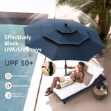 PHI VILLA 4 Pcs Outdoor Dining Set, Square Metal Table&10ft Umbrella