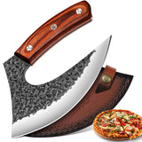 TIVOLI Ulu Knife with Sheath – Full Tang Rosewood Handle, Gift-Ready Box, Viking-Style Cleaver & Pizza Cutter for Meat, Herbs, and Outdoor Cooking –A Christmas Gift for Men and Women