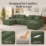 127'' Modular Boneless Couch,U Shaped Sectional Sofa for Living Room-Green