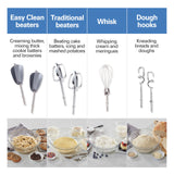 Hamilton Beach 6-Speed Electric Hand Mixer with Whisk, Dough Hooks and Easy Clean Beaters, Powerful 275 Watt Motor, Snap-On Storage Case, Blue