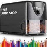 AFMAT Heavy Duty Electric Pencil Sharpener, Classroom Pencil Sharpeners for 6-11mm No.2/Colored Pencils, Auto Stop, Sharp Point, Save Pencils