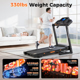 Lastforever 3.5HP Folding Treadmill for Home, 350 lbs Capacity, Portable Treadmills with 3-Level 12% Manual Incline, Bluetooth Speaker, Shock Absorption, Quiet Motor