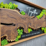 MIODUO DECOR Custom Wood Moss Sign - Personalized Entryway Decor, Rustic Family Name Solid Wood Art - 35"x16"